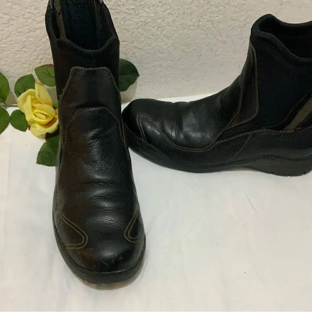 Dunham Black Leather Casual Pull On Driving Boots Shoes Women's 10 B